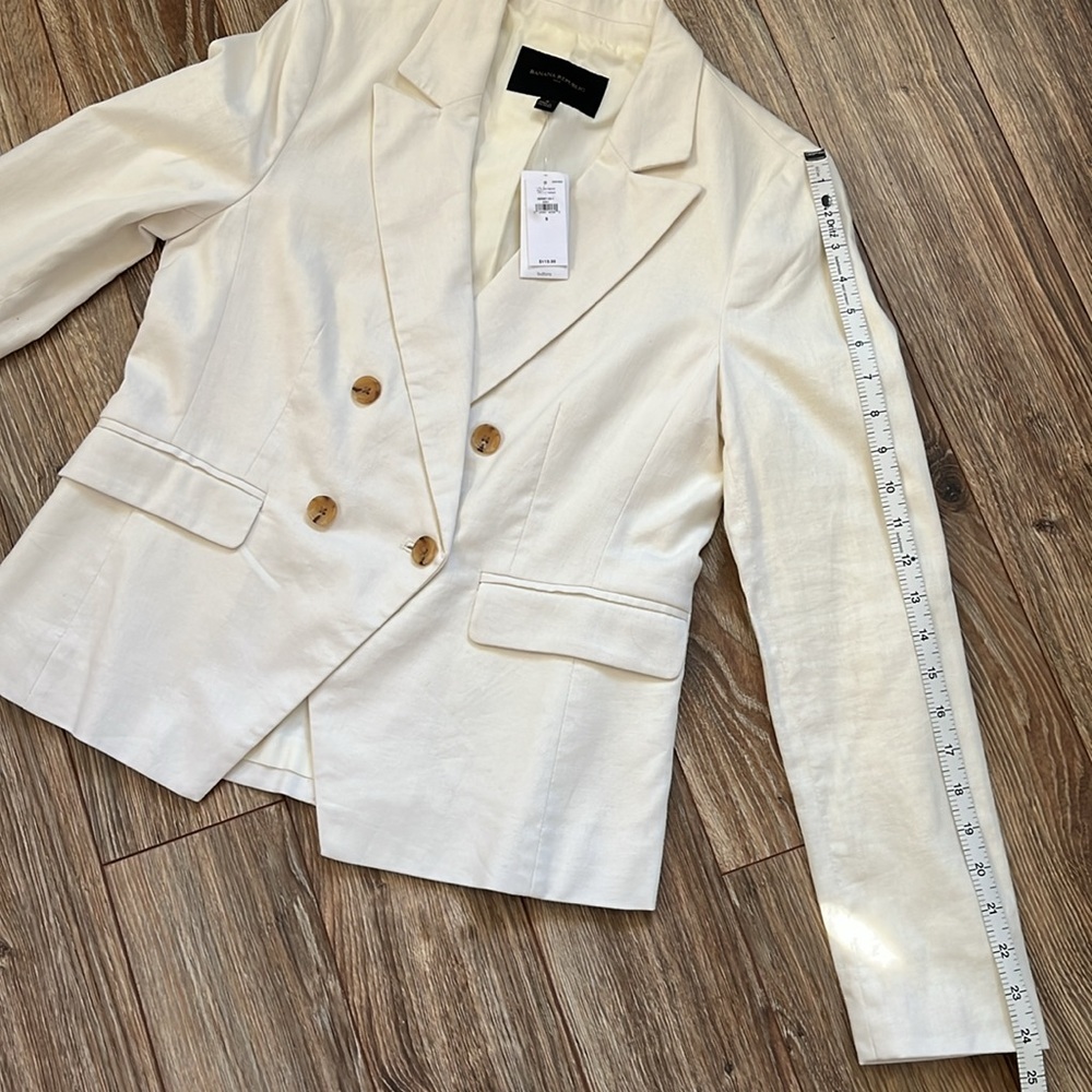 Banana Republic Ivory Linen Double Breasted Blazer - Picture 14 of 16